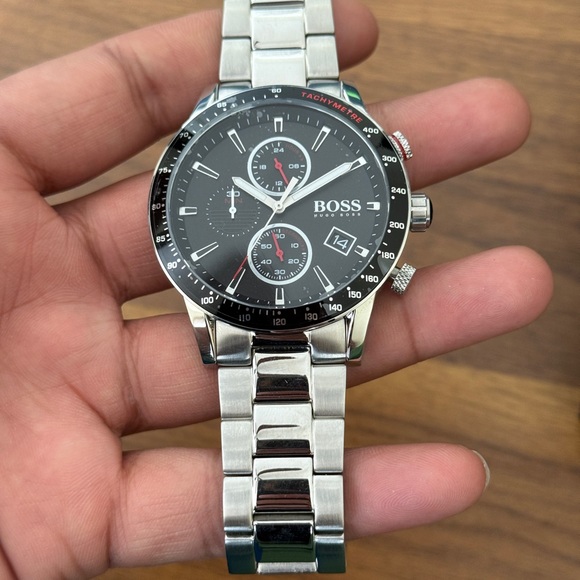 Hugo Boss Allure Chronograph Black Dial Stainless Steel Bracelet Watch | 44mm - Picture 3 of 13